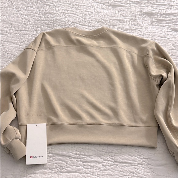 Lululemon Perfectly Oversized Cropped Crew Sweatshirt Softstreme Trench Tan - Picture 2 of 8
